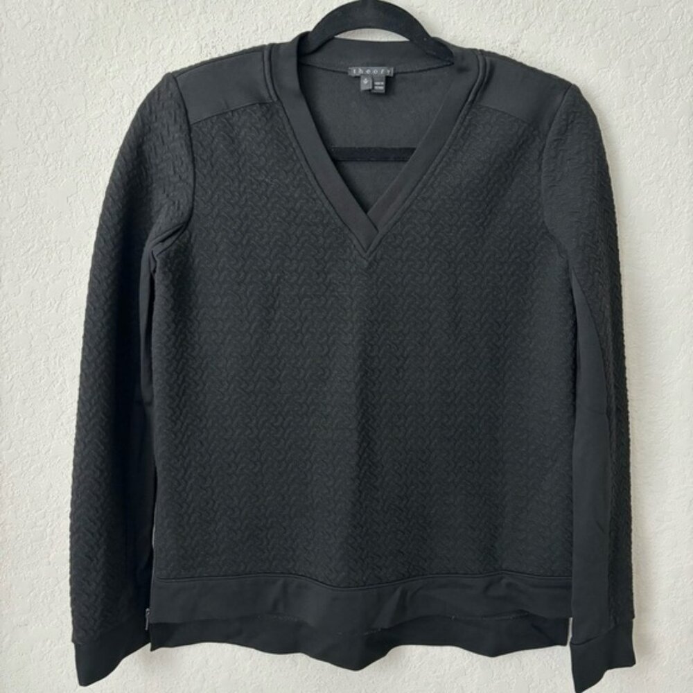 THEORY Black V Neck Sweater SZ 0